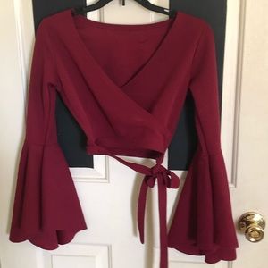 Maroon wrap around shirt